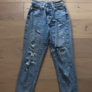 H&M blue distressed ripped jeans